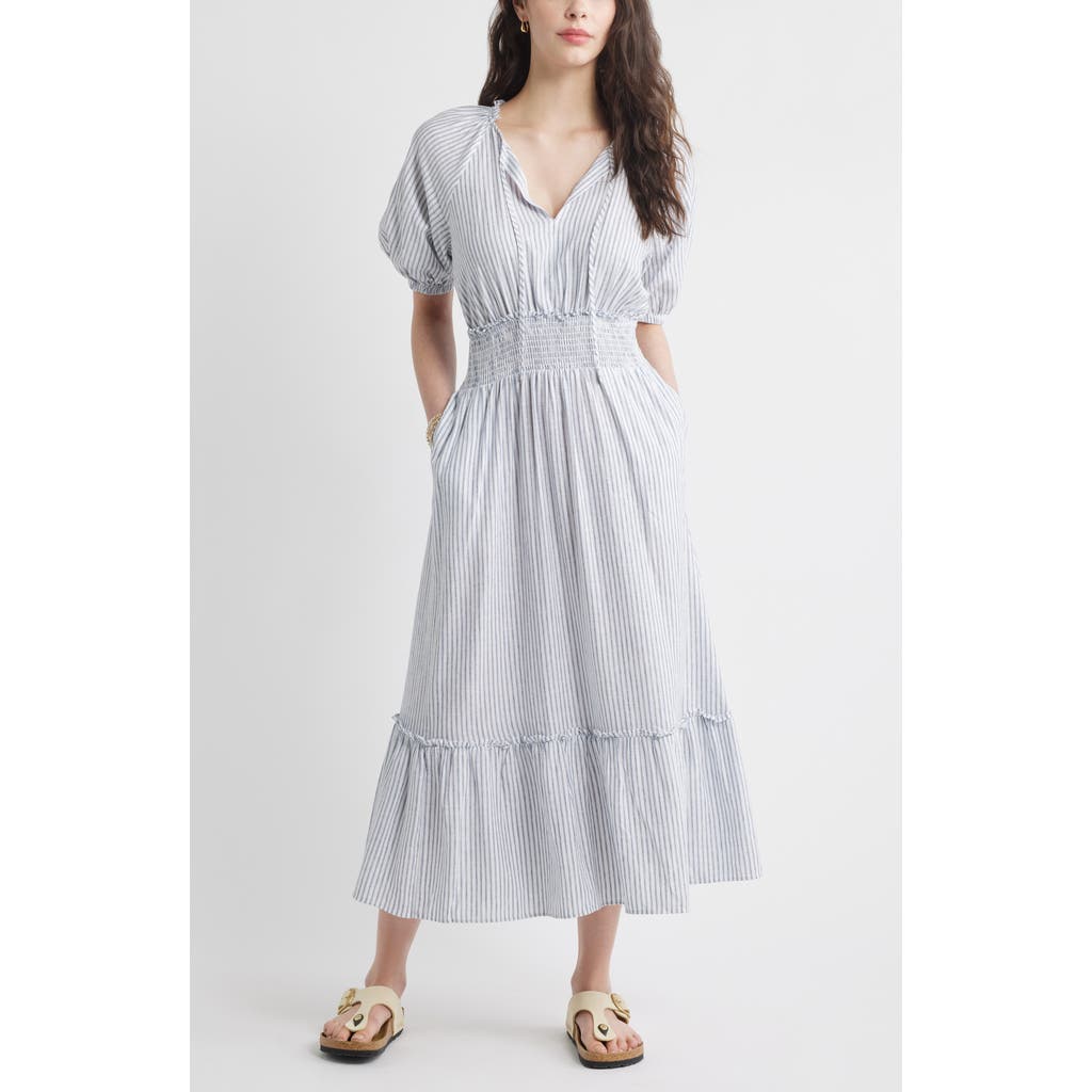 CASLONR CASLON(R) TIE FRONT LINEN BLEND MAXI SUNDRESS