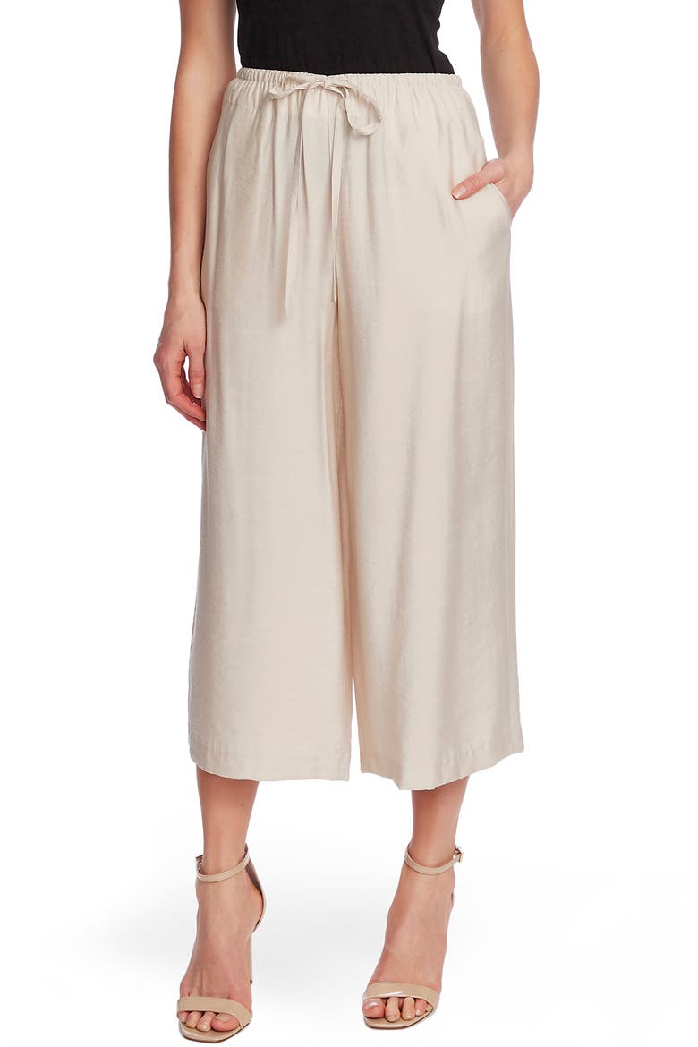 Drawstring Rumpled Culottes, Main, color, COOL BEIGE