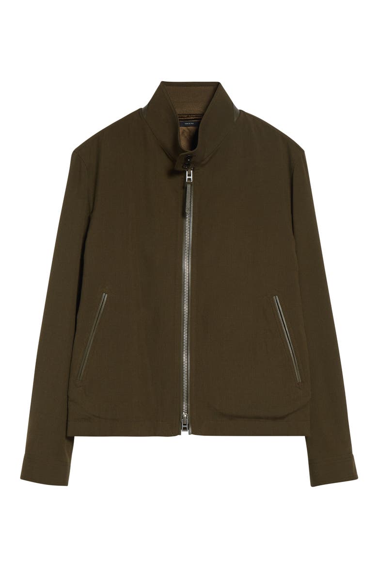 Virgin Wool, Cashmere & Silk Harrington Jacket, Alternate, color, GREEN WOOD