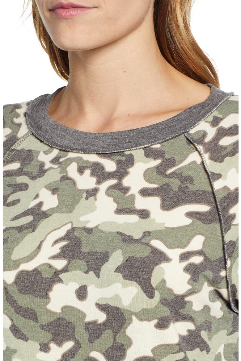 Floral Print Sweatshirt, Alternate, color, GREEN CAMO PRINT
