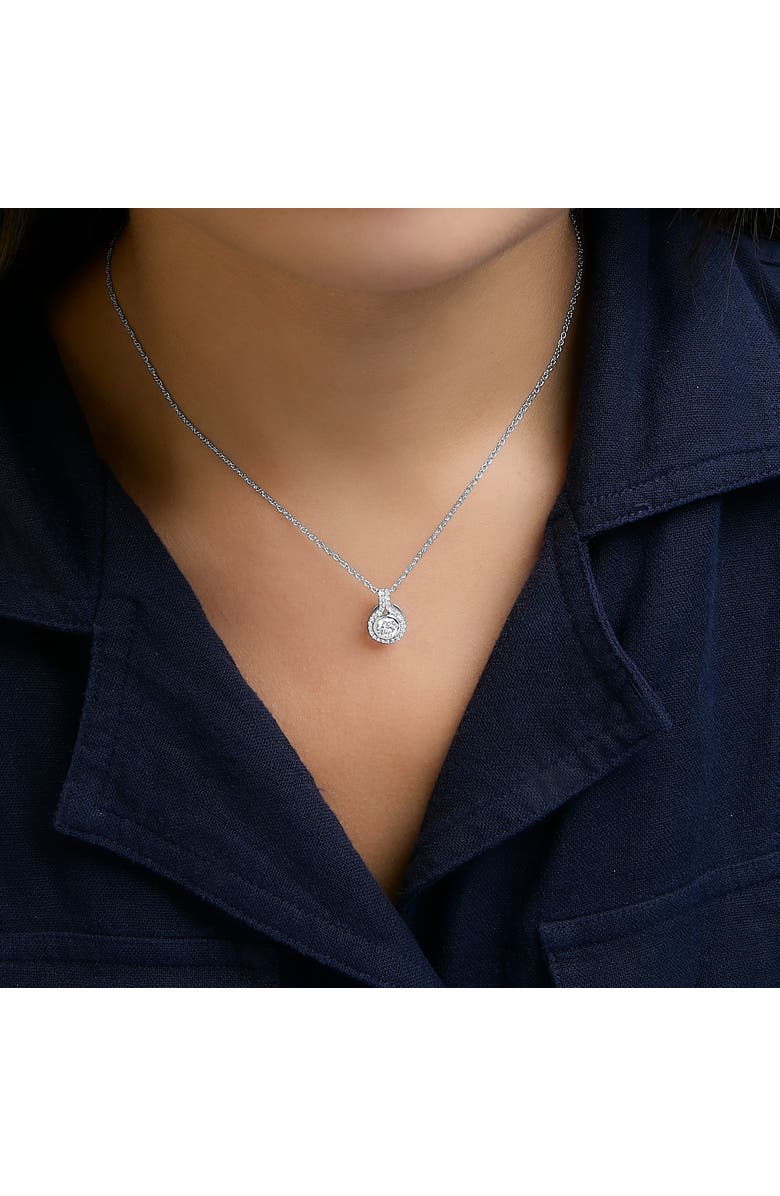 Haus of Brilliance Sterling Silver 3/4 Cttw Lab Grown Diamond Halo Pendant Necklace, Alternate, color, Silver