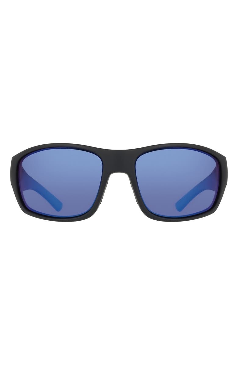DRAGON 64mm Oversize Rectangular Sunglasses, Main, color, Matte Black/ Blue Mirror