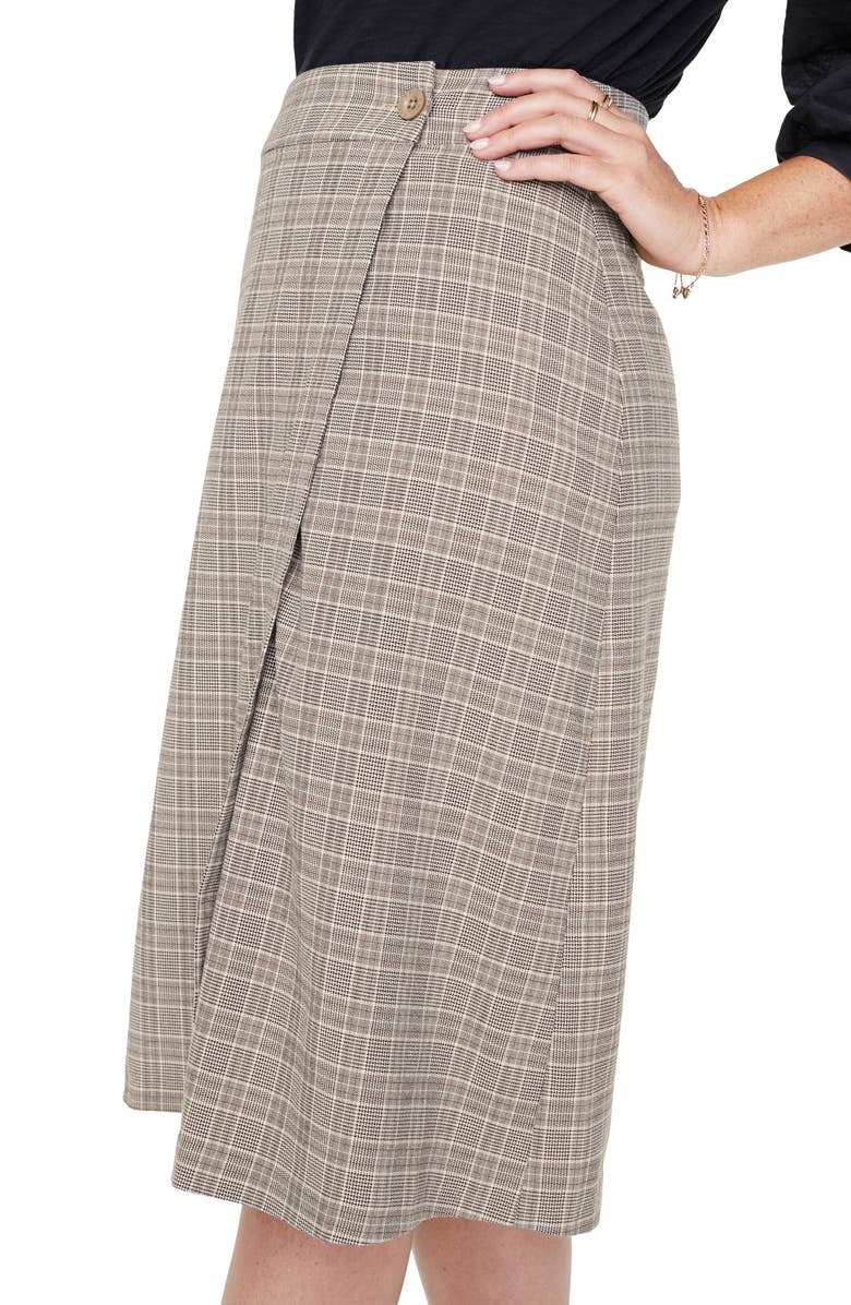 NYDJ Plaid Faux Wrap Skirt, Alternate, color, 