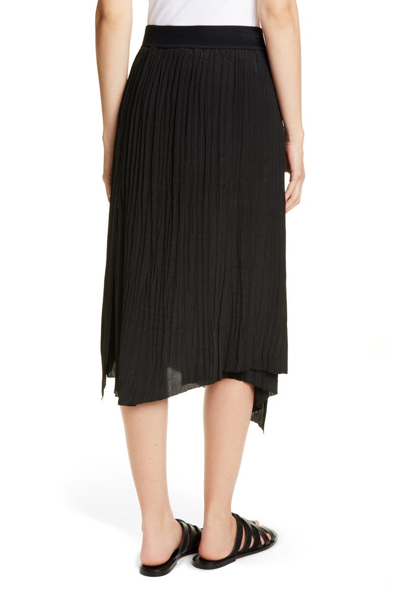 Crinkle Pleated Asymmetrical Skirt, Alternate, color, BLACK