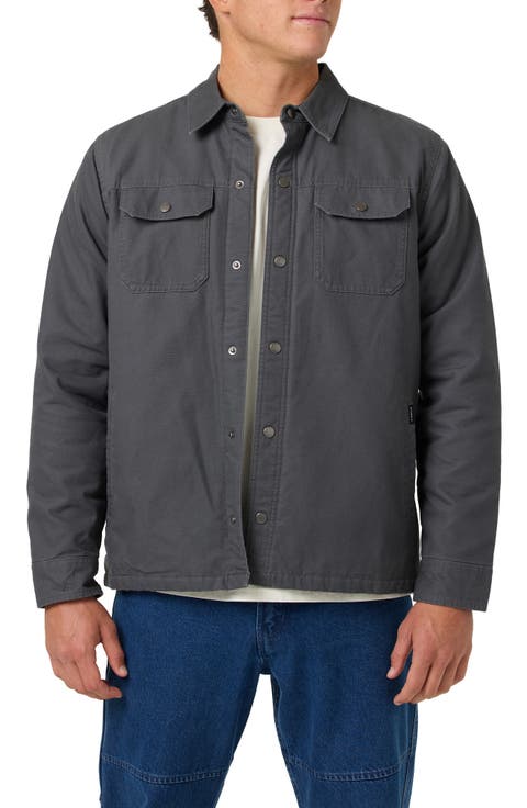 Bronsen High Pile Fleece Lined Snap-Up Canvas Jacket