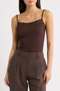 MANGO Blondi Lace Trim Ribbed Camisole