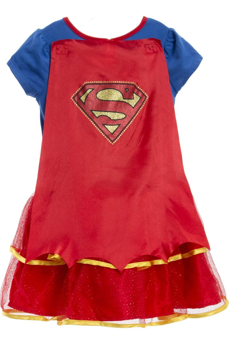 Justice League Dress and Leggings Set with Cape, Alternate, color, Supergirl Blue
