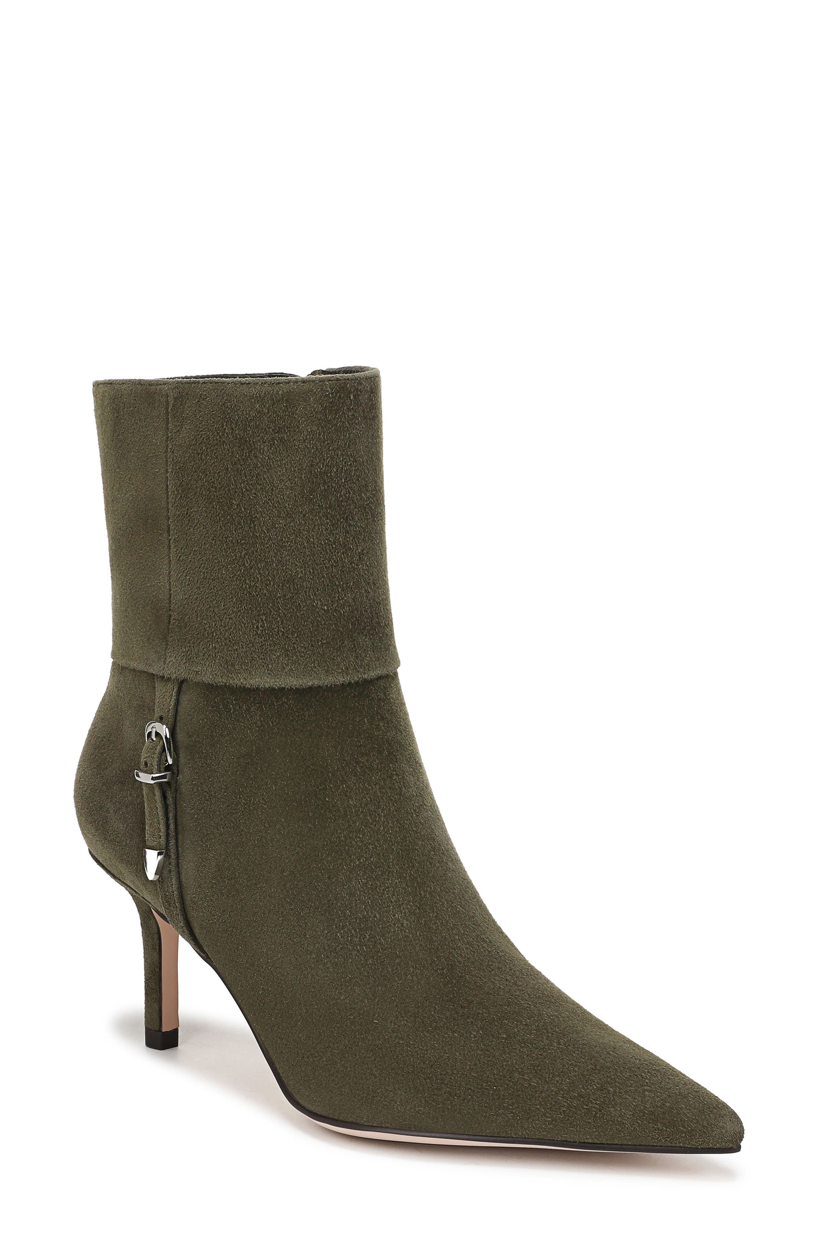 Tamra Pointed Toe Bootie, Main, color, OLIVE SUEDE