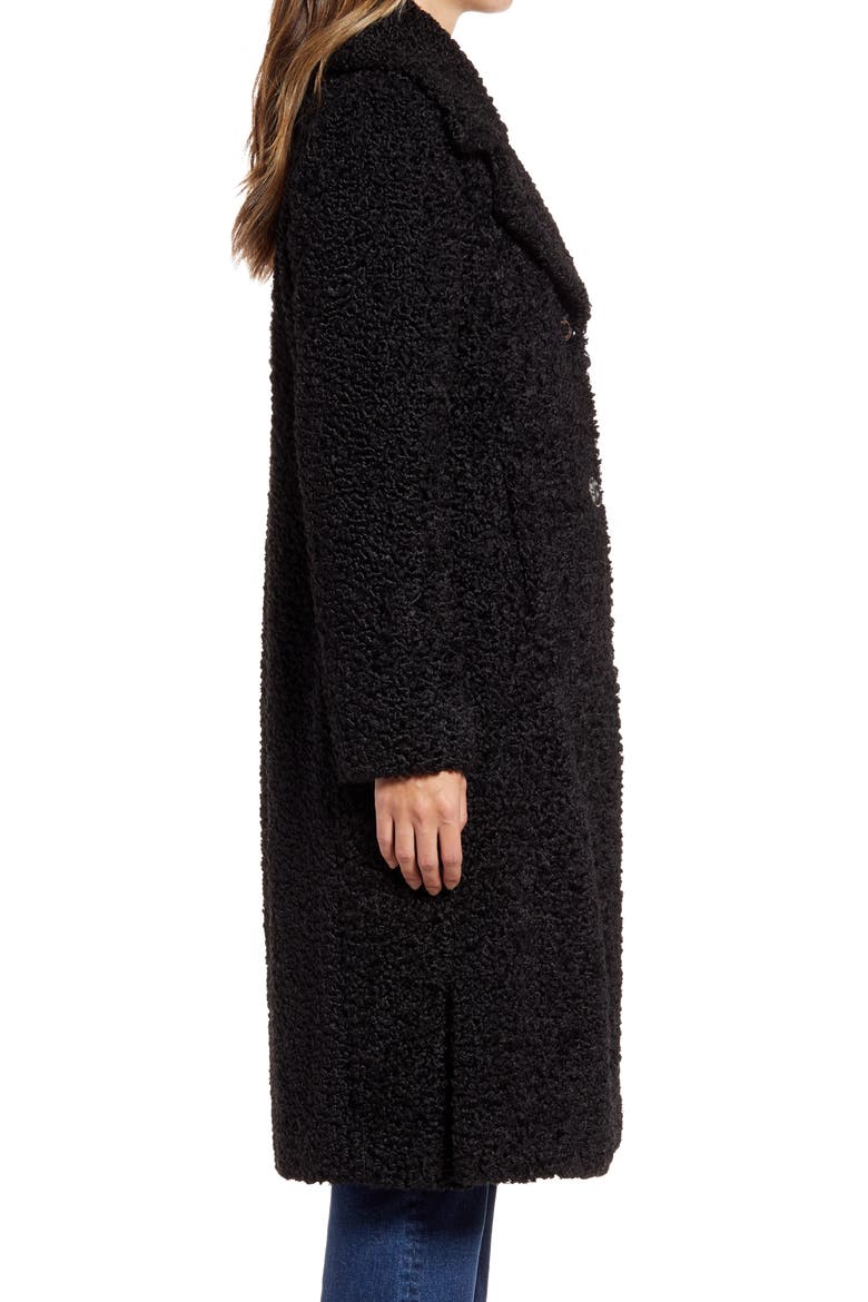 Faux Shearling Coat, Alternate, color, BLACK