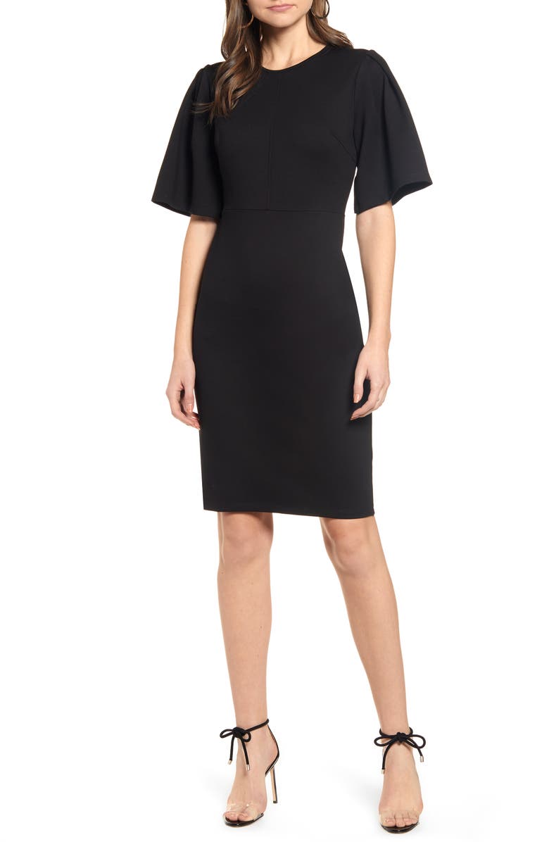 Rachel Parcell Flutter Sleeve Ponte Dress, Main, color, 