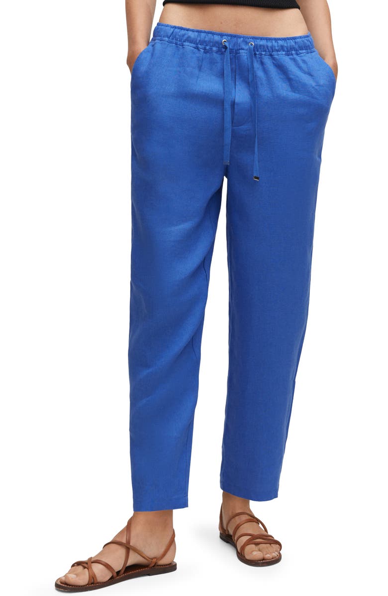MANGO Drawstring Linen Pants, Main, color, 