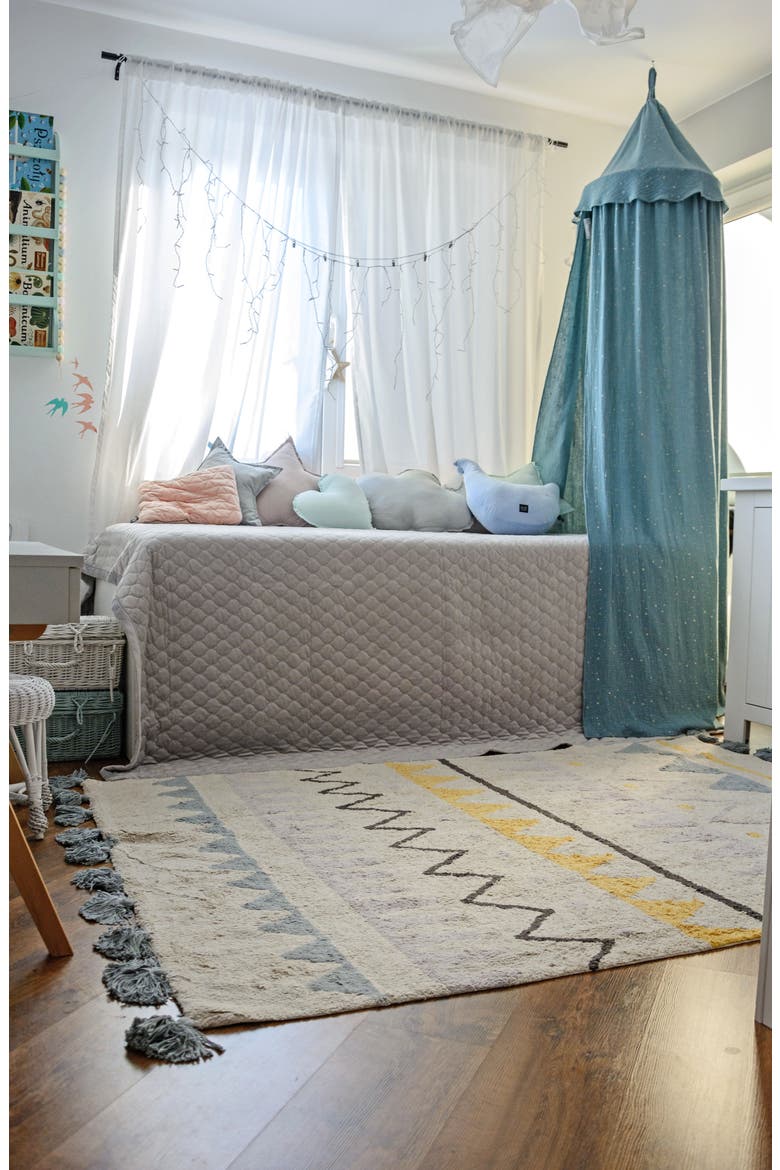 Geometric Tassel Rug, Alternate, color, AZTECA NATURAL-VINTAGE BLUE