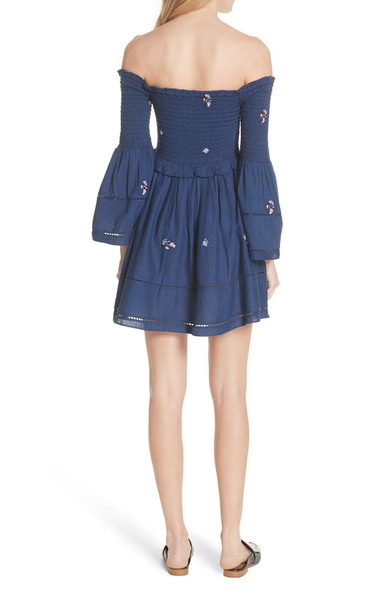 Free People Counting Daisies Embroidered Off the Shoulder Dress, Alternate, color,