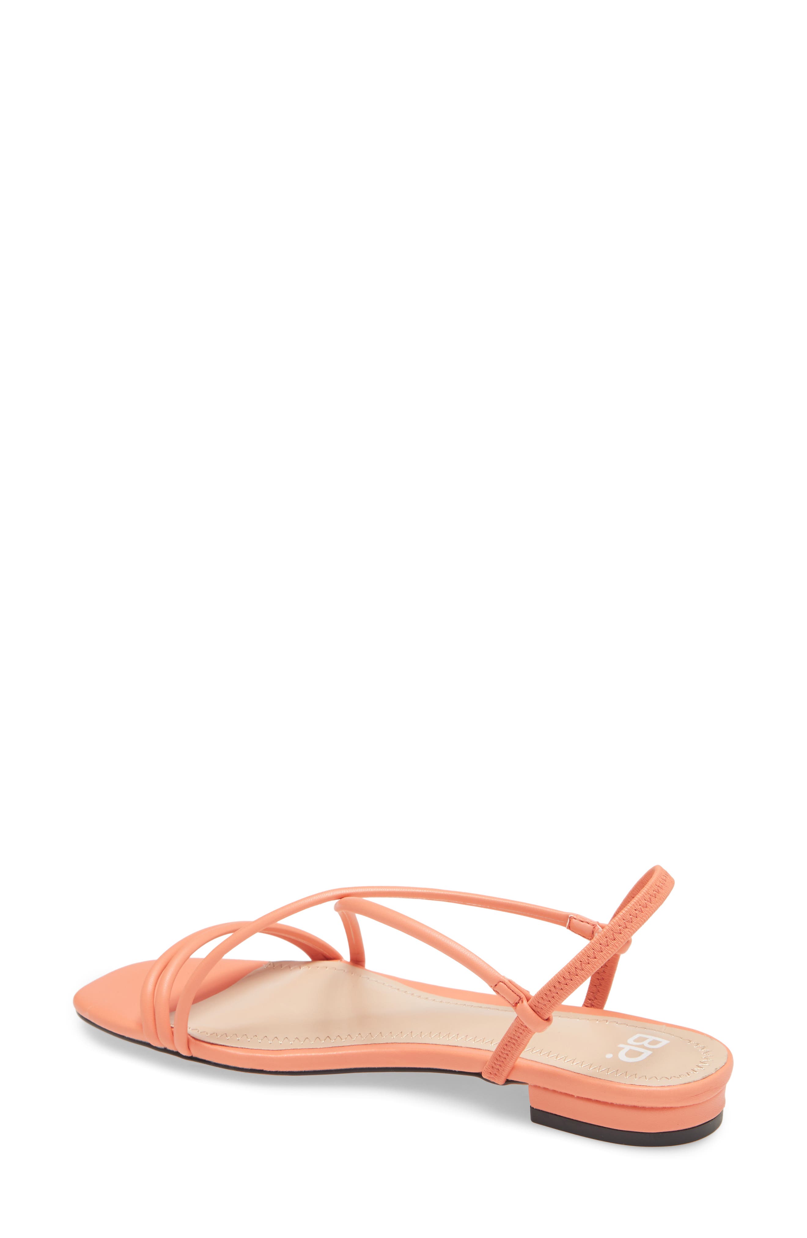 Fiona Strappy Flat Sandal, Alternate, color, CORAL FAUX LEATHER