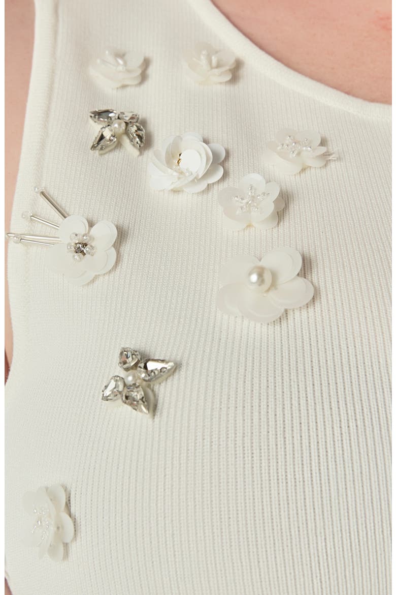 Sequin and Rhinestone Flower Tank, Alternate, color, OFF WHITE