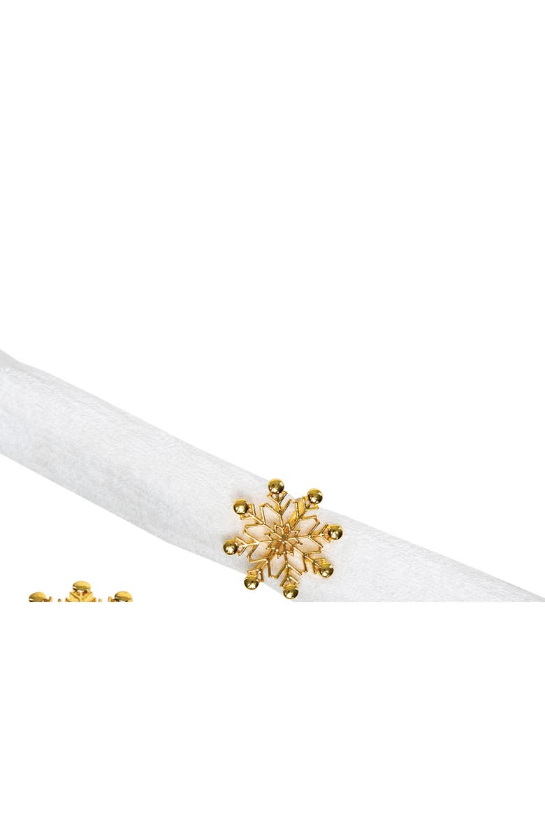 Gold Winter Snowflake Decorative Napkin Ring Set of 4, Alternate, color, Gold