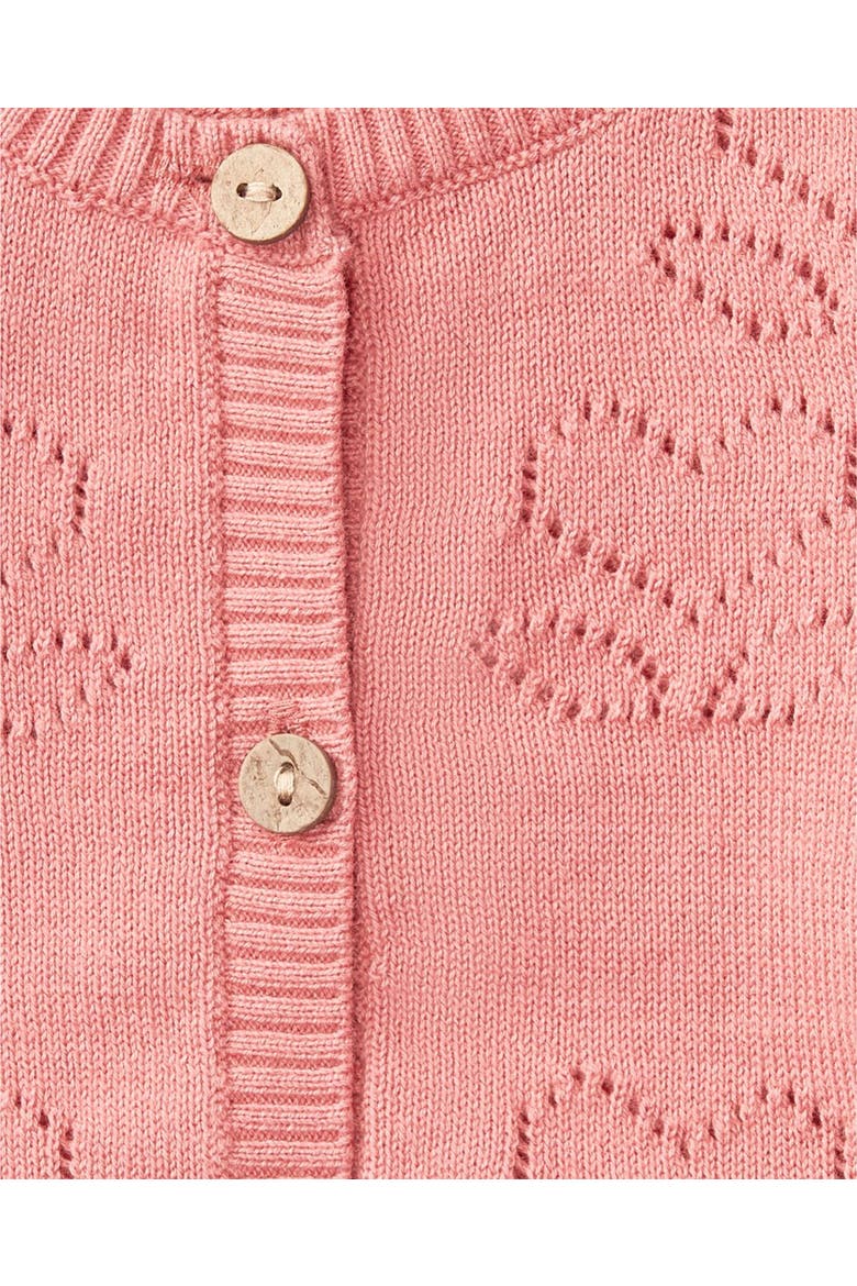 Heart Pattern Cotton Cardigan Sweater, Alternate, color, Rose Pink