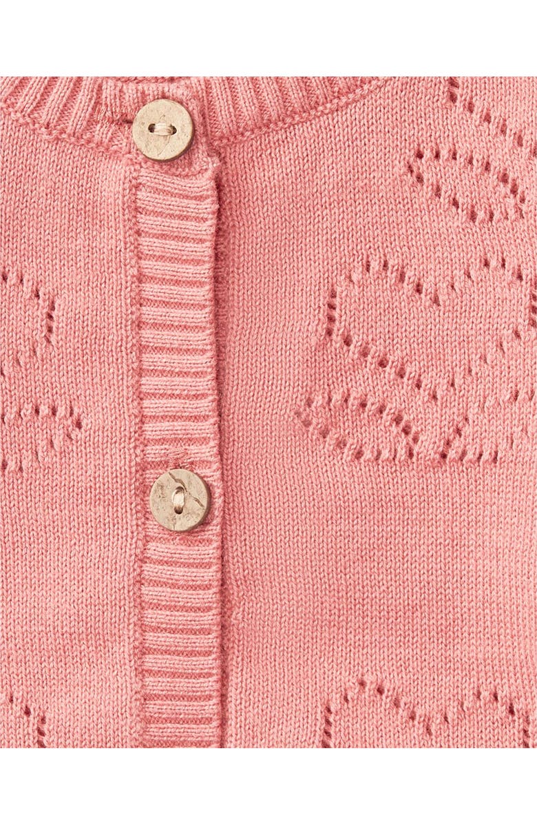 MiniMoi Heart Pattern Cotton Cardigan Sweater, Alternate, color, Rose Pink