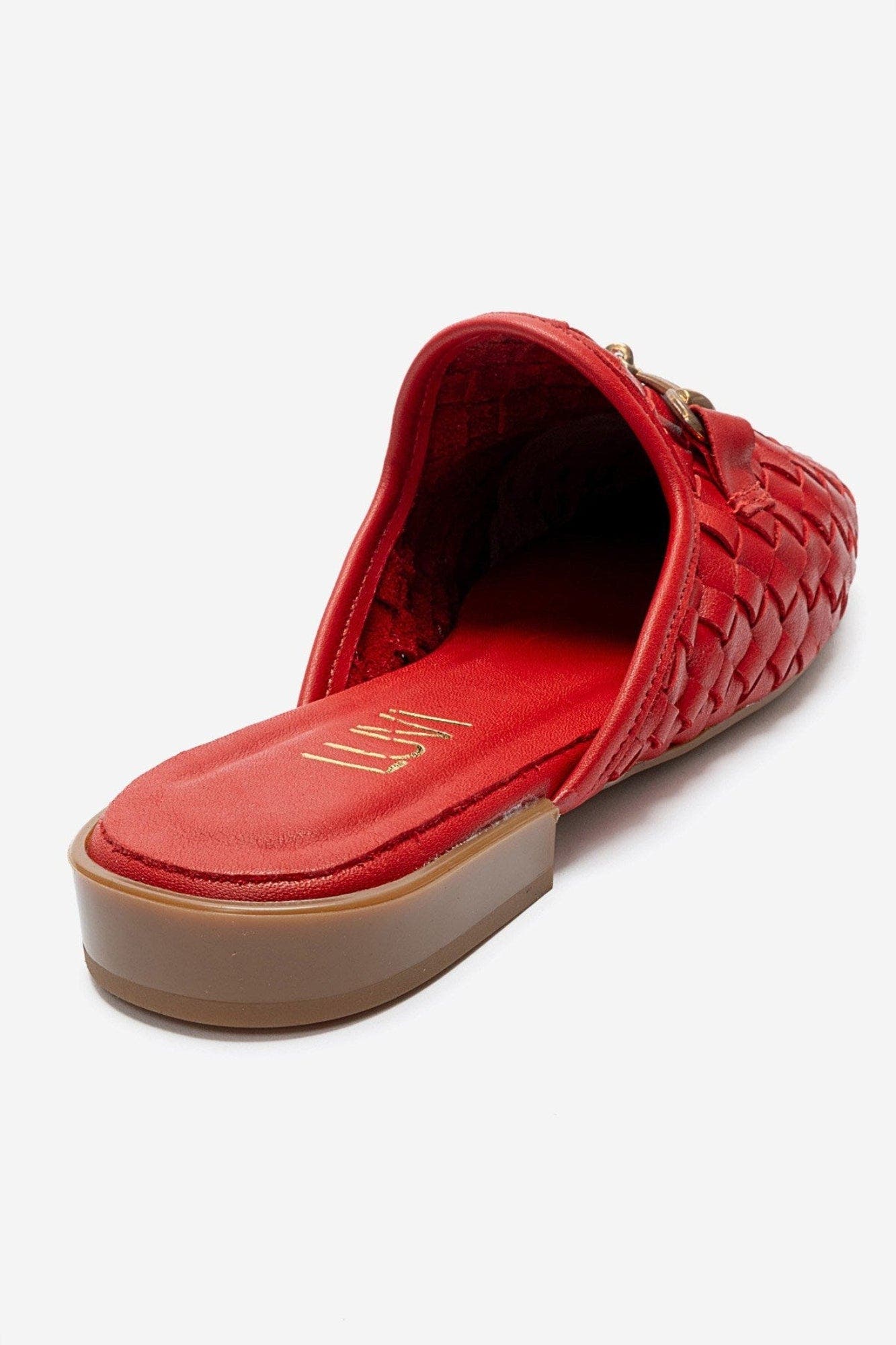 Senia Leather Woven Mule, Alternate, color, Red