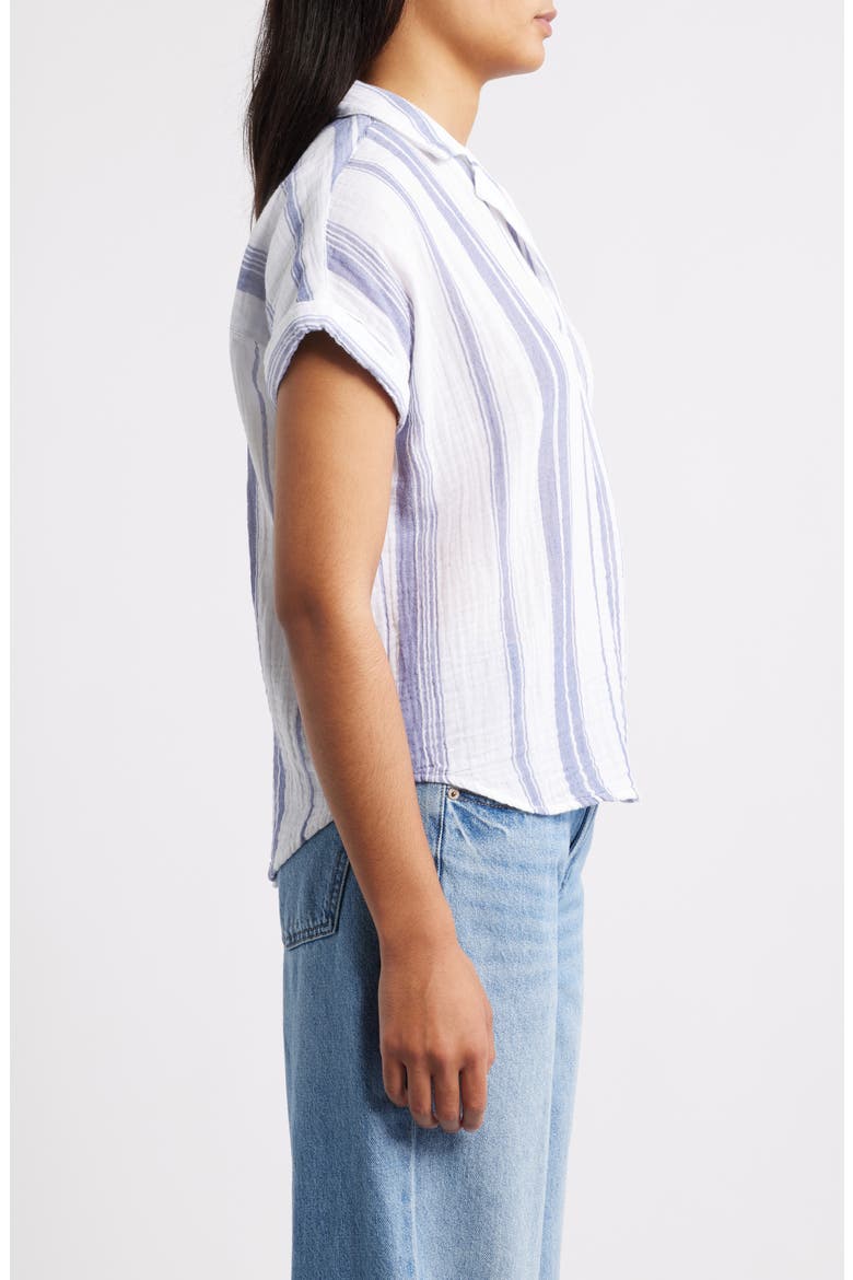 Arin Stripe Short Sleeve Cotton Shirt, Alternate, color, MOON STAR