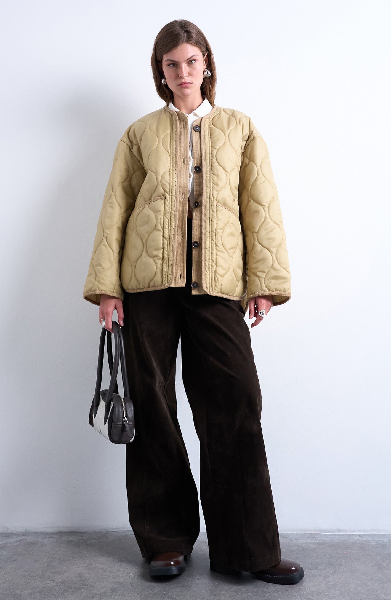 Topshop Double Layer Quilted Liner Jacket