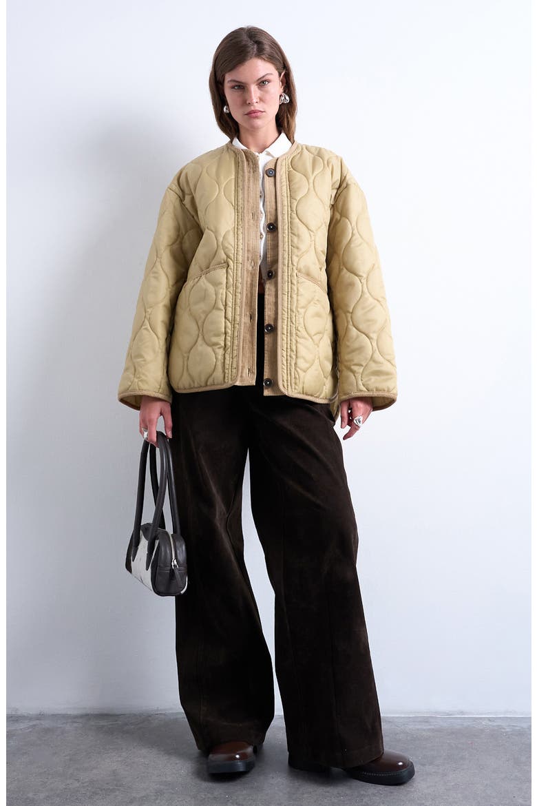 Double Layer Quilted Liner Jacket, Main, color, BEIGE