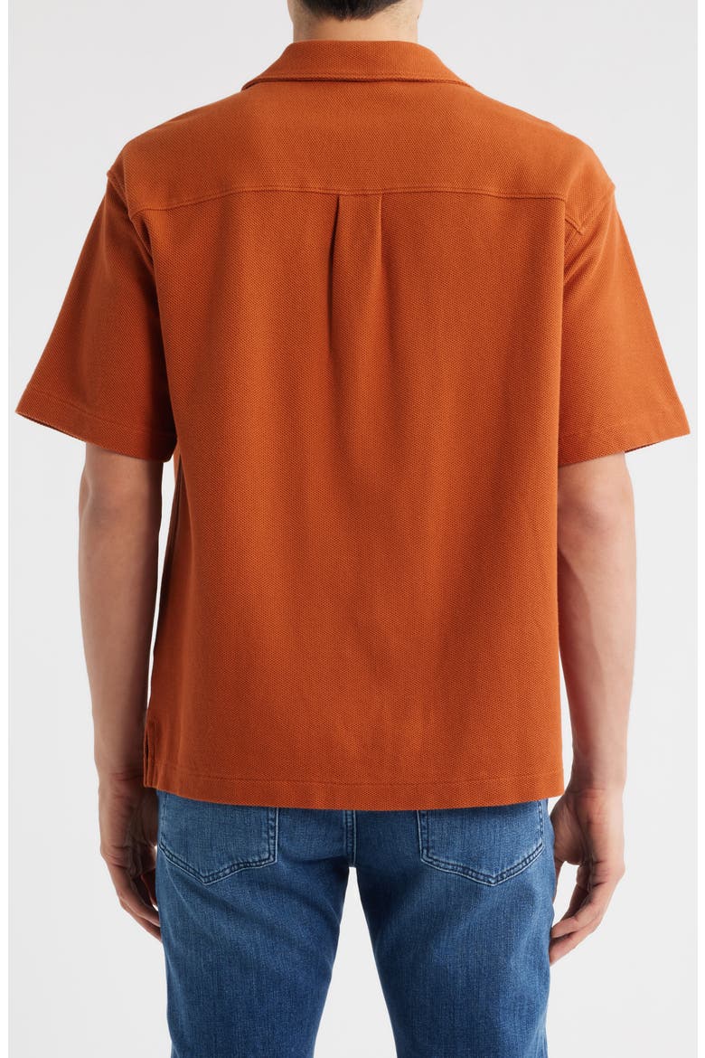 Relaxed Jacquard Camp Shirt, Alternate, color, DARK ORANGE