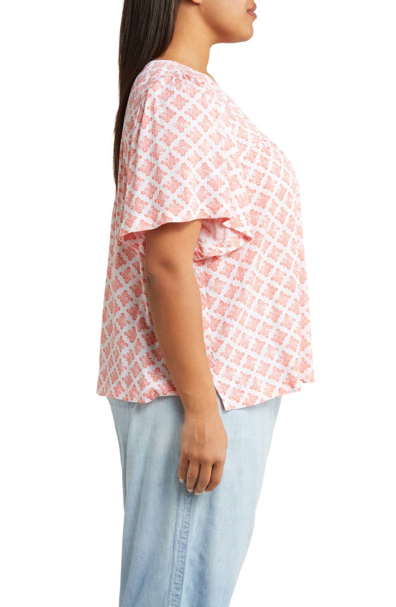 Caslon<sup>®</sup> Print V-Neck Gauze Top, Alternate, color, 