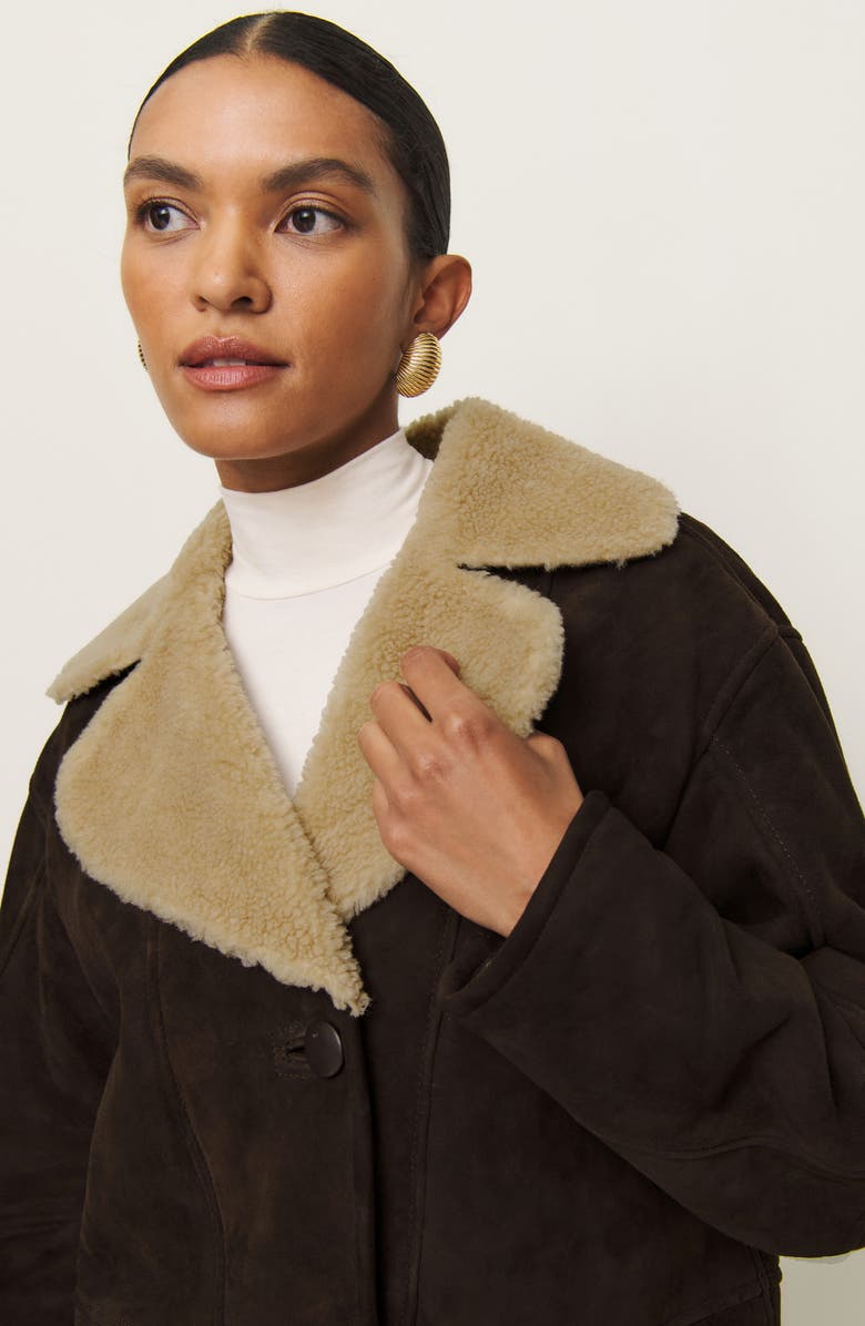 Reformation Veda Luca Shearling Jacket, Alternate, color, Mole