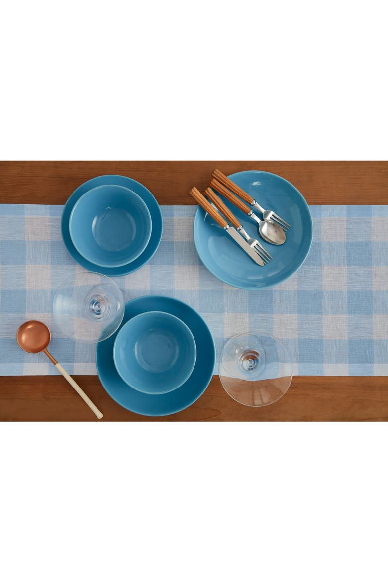Linen Table Runner - Buffalo Check, Alternate, color, Blue Bell