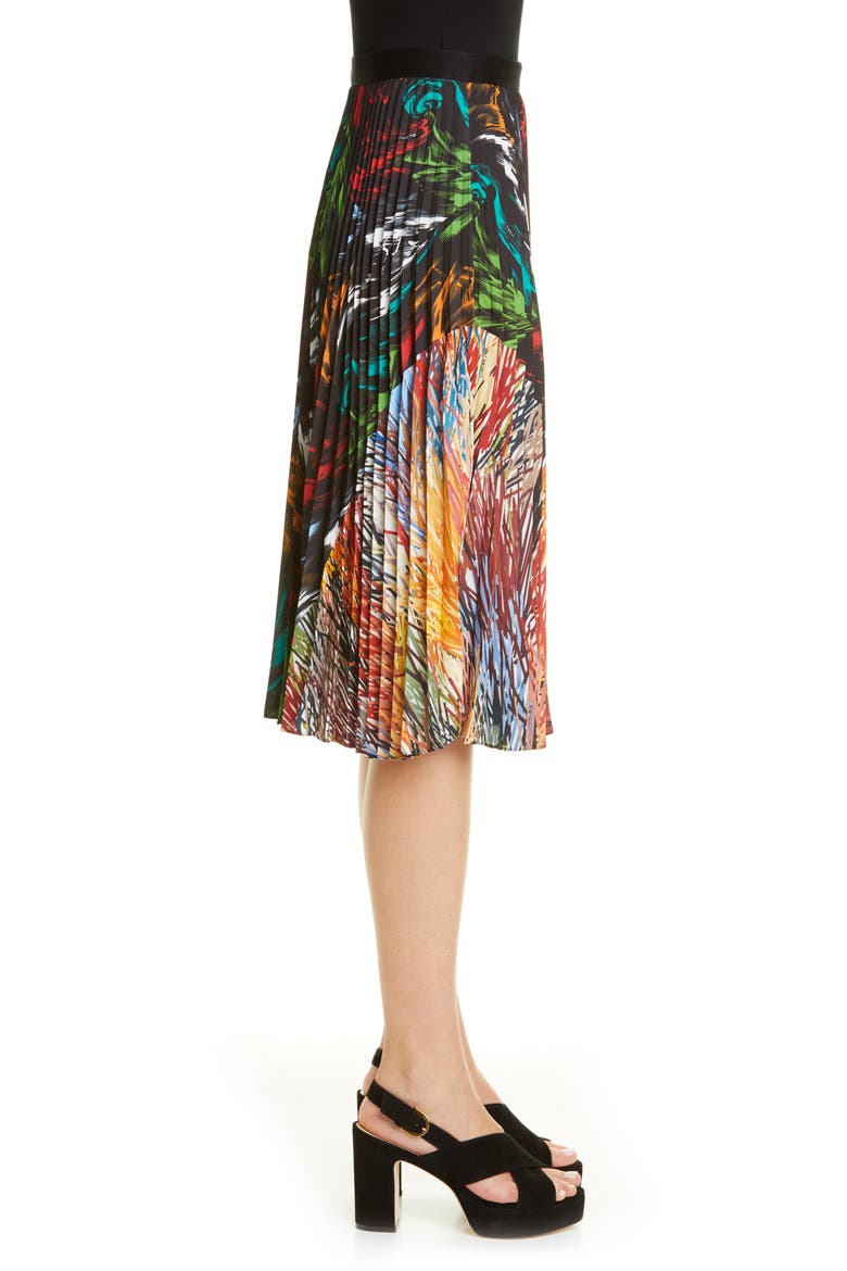 Mixed Prints Pleated Skirt, Alternate, color, BLACK ZEBRA MULTI