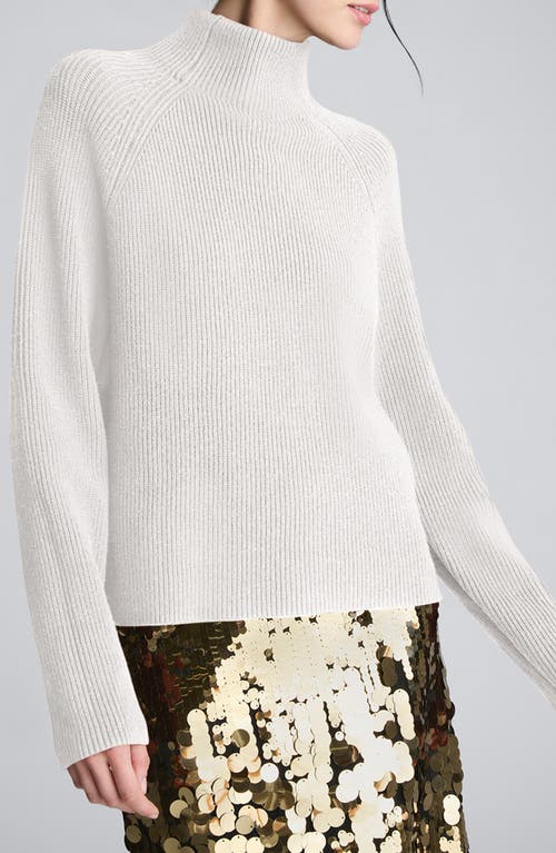 Kenneth Cole Raglan Sleeve Funnel Neck Sweater In White