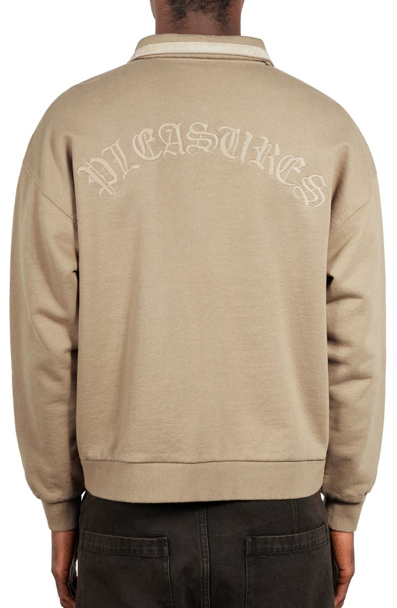 PLEASURES Drift Cotton Quarter Zip Polo, Alternate, color, Tan