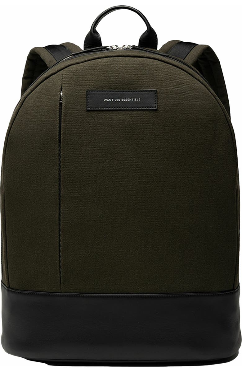 Want Les Essentiels Kastrup Organic Cotton Canvas Backpack, Main, color, Green