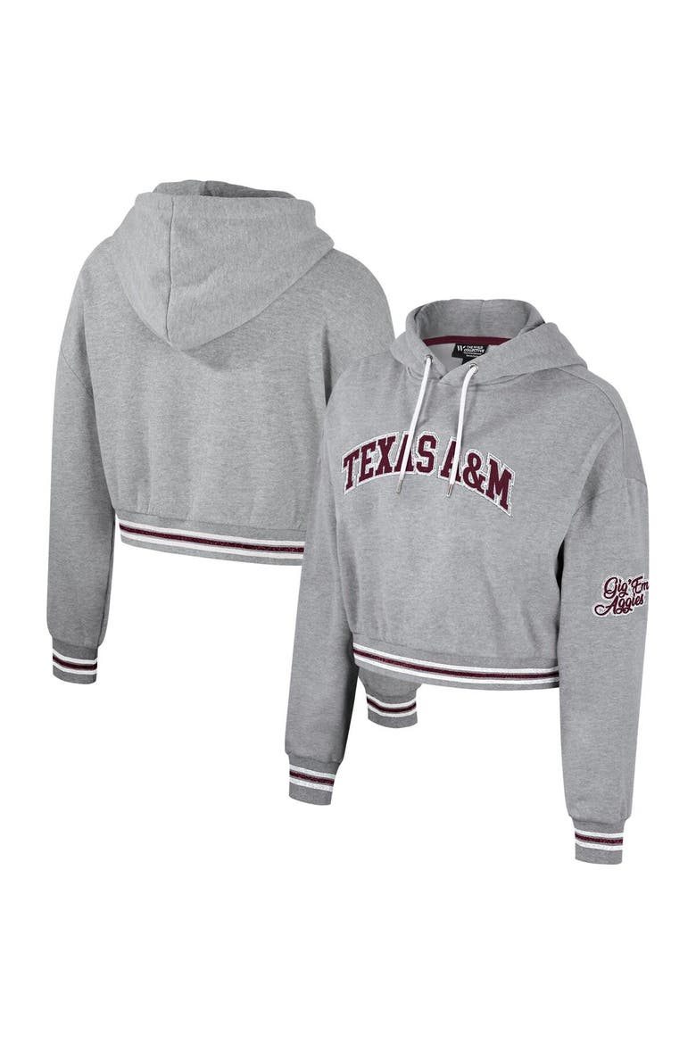 Women's The Wild Collective Heather Gray Texas A&M Aggies Cropped Shimmer Pullover Hoodie, Alternate, color, Heather Gray