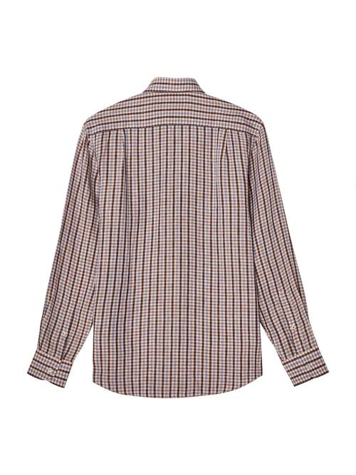 Robert Talbott Morgan Multi Check Linen Shirt In Brown
