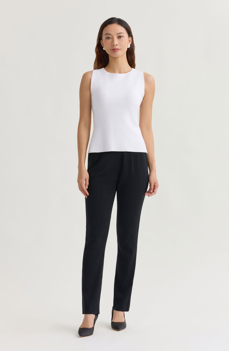 Ming Wang Boat Neck Soft Knit Ribbed Tank, Alternate, color, White