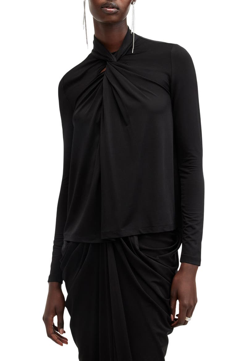 Mina Twisted Top, Main, color, BLACK