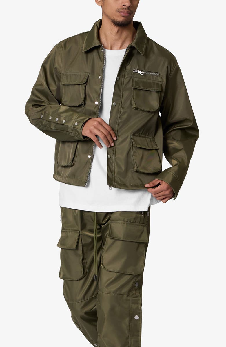 mnml Snap Cargo Work Jacket, Alternate, color, Olive