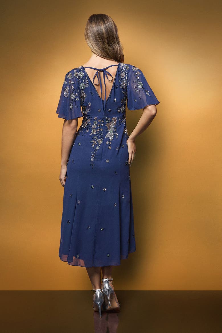 Floral Embellished Midi Dress, Alternate, color, Blue