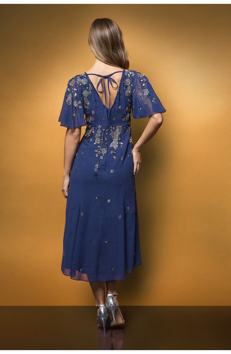 Coast Floral Embellished Midi Dress, Alternate, color, Blue