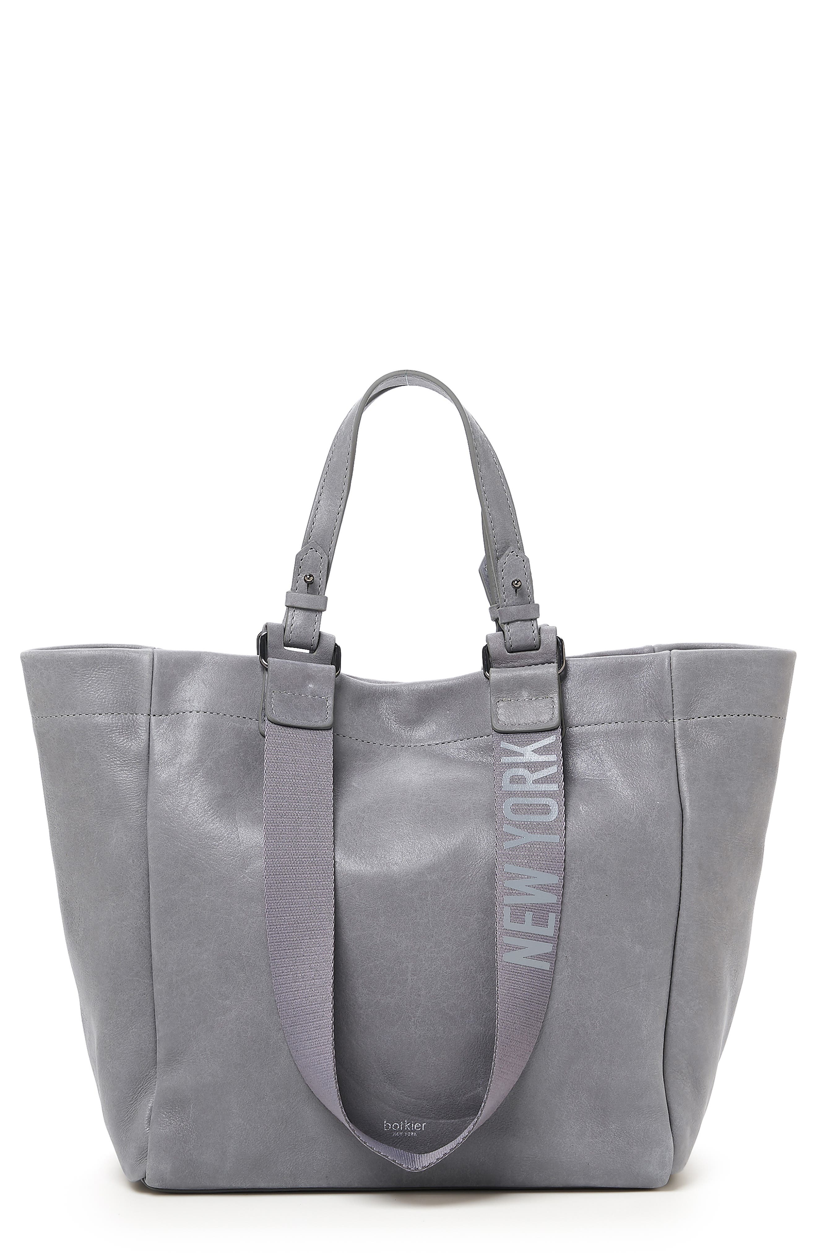Bedford Leather Tote, Main, color, SMOKE