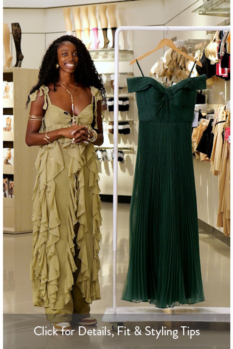 Off the Shoulder Pleated Organza Gown video