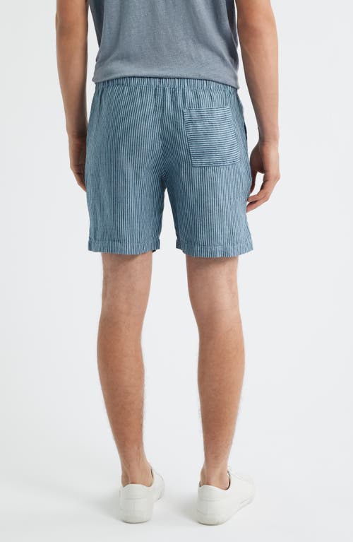 Alex Crane Bo Linen Drawstring Shorts In Blue