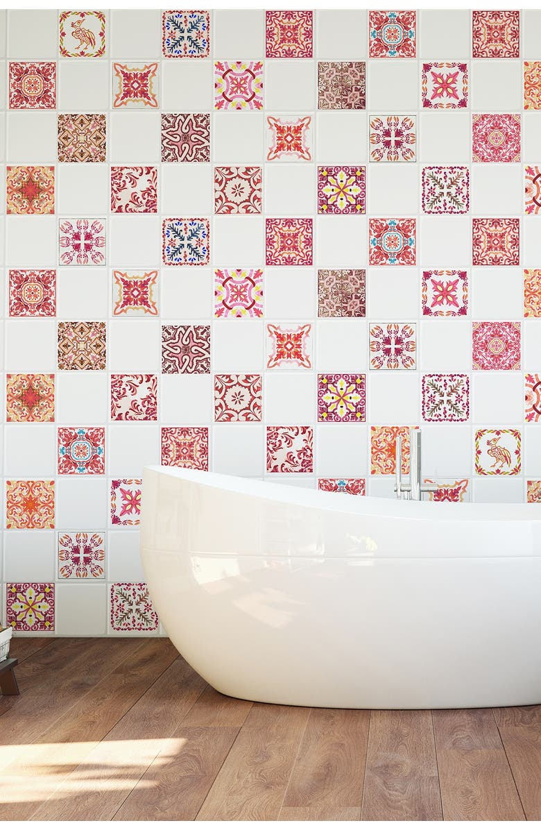 WALPLUS Red Rose Wall Sticker Decal, Main, color,