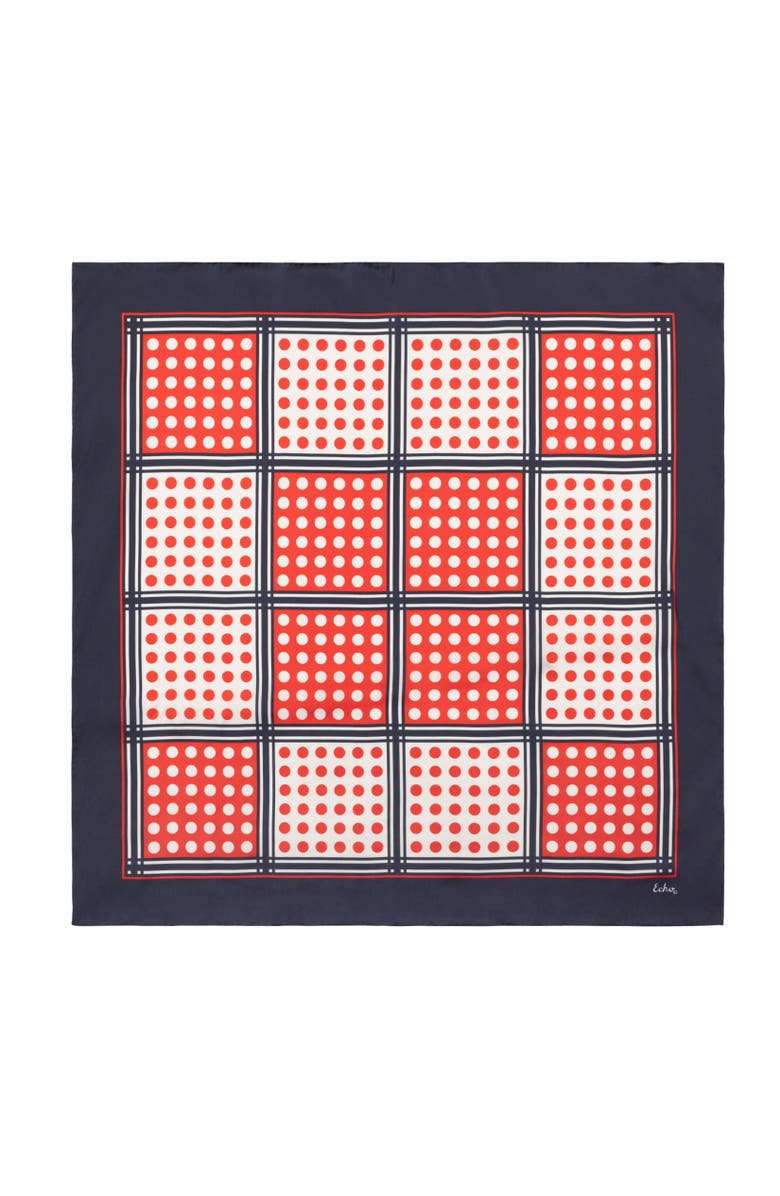 Echo Grid Dots Silk Square, Main, color, Navy