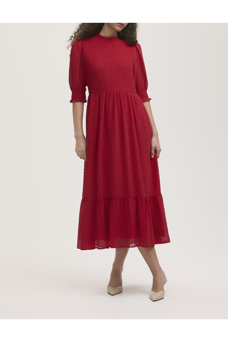 Amelia 3/4 Sleeve Chiffon Midi Dress, Alternate, color, Red