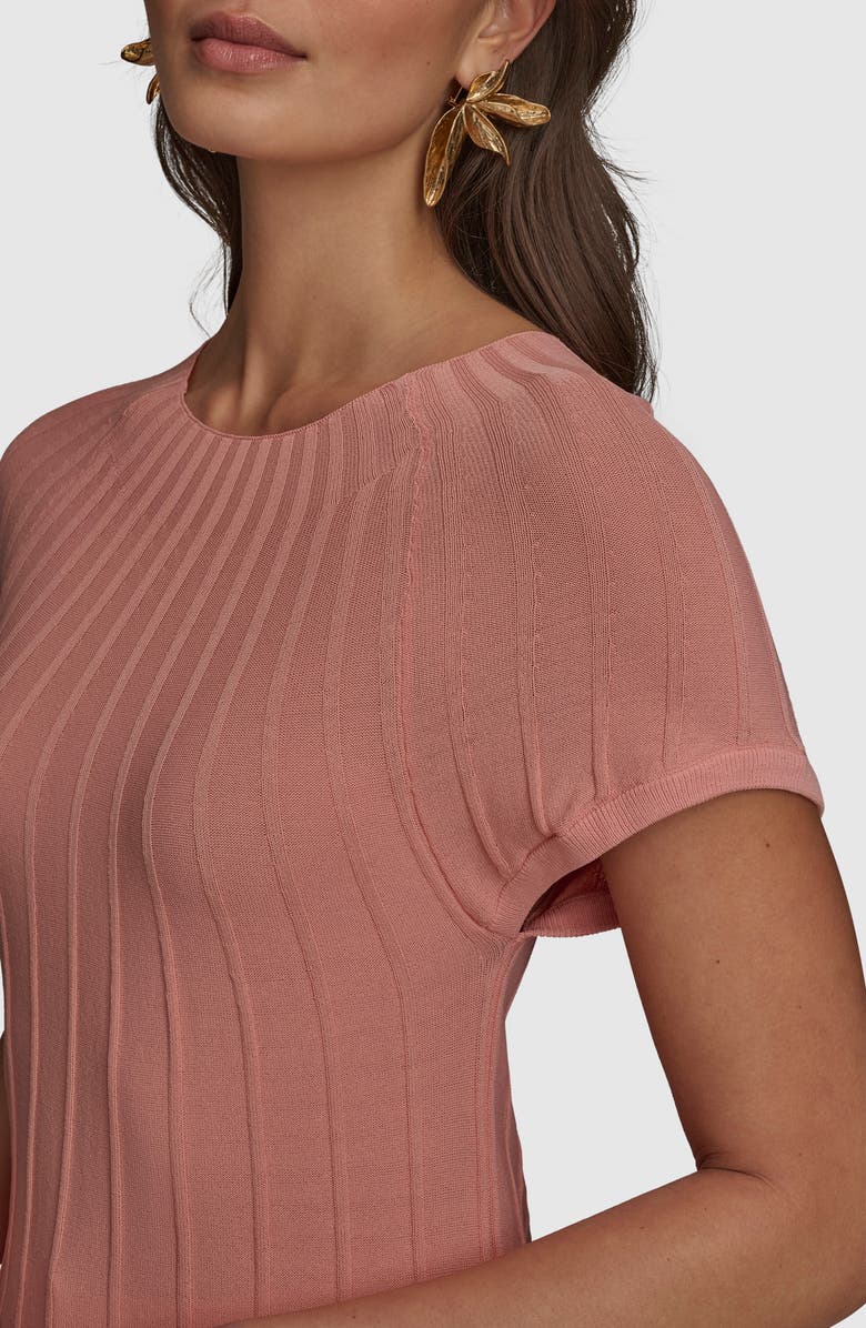 Donna Karan New York Rib Short Sleeve Sweater, Alternate, color, 