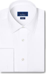 David Donahue Regular Fit French Cuff Cotton Broadcloth Dress Shirt