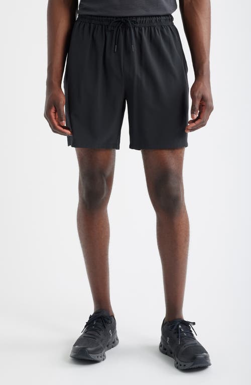 Zella Zelstretch 7-Inch Perforated Shorts in Black Caviar 